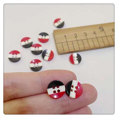 Colorful resin circular striped checkered QQ seed shirts for children, DIY by hand, diameter 11mm, 1 yuan, 10 pieces