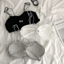 2021 summer new sexy thin shoulder strap cotton without steel ring triangle cup beautiful back bra ins Net red underwear women