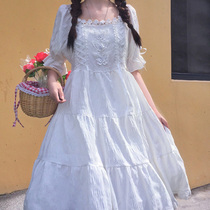 Sweet Japanese girl skirt 2021 new summer lace collar butterfly waist dress female summer long dress
