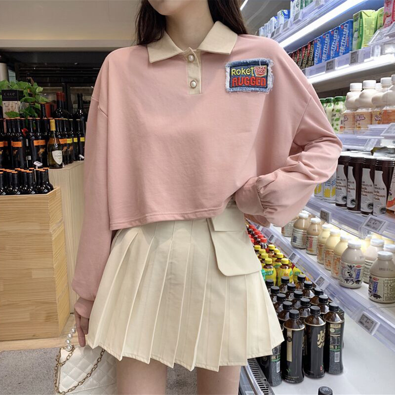 Sweater women's 2022 new autumn wear Korean version loose short section spring and autumn long-sleeved student all-match top thin section ins tide