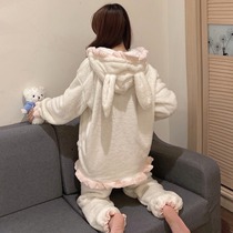 Gush thickened coral suede adorable winter style Sleeping ladies Autumn Winter 2021 New home Suits Suit Winter