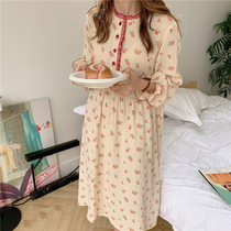 French pastoral flower long sleeved nightdress female spring and autumn 2021 New Korean sweet ins home clothes two-piece