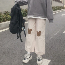  Cute thin wide-leg pants loose student casual pants childrens spring and summer 2021 new Korean version of all-match straight pants trend