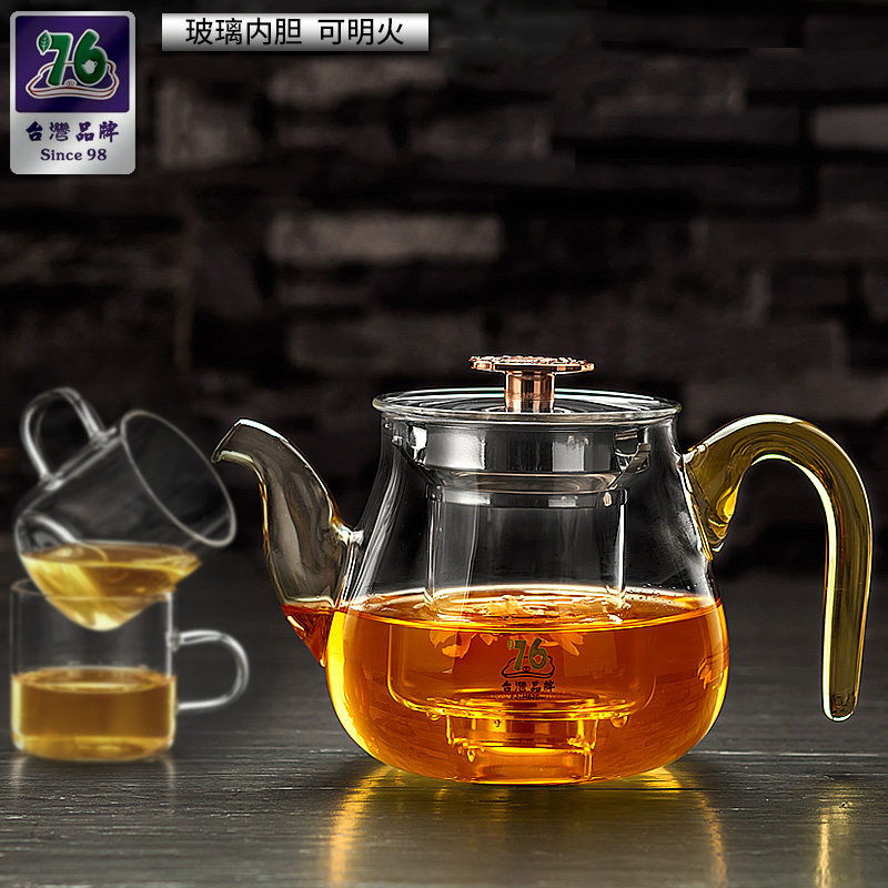 Taiwan 76 tea set glass flower teapot can be straight kettle teapot set filter black tea maker large transparent