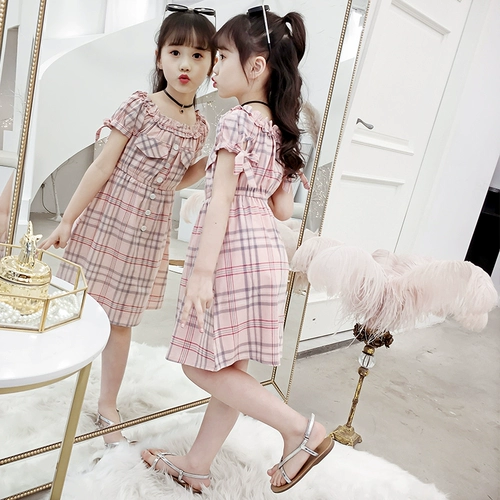 Tmall, платье, наряд маленькой принцессы, юбка на девочку, летняя летняя одежда, подходит для подростков, в западном стиле, 2020, детская одежда, открытые плечи