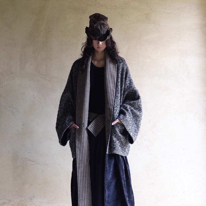 Reverse Wear, Must-Have Collection, Youwei Designer Autumn and Winter Alpaca Wool Gray and Black Color-Blocked Long Outwear