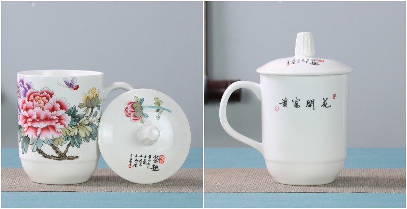 Office of jingdezhen ceramic cups with cover glass male household cup tea cup and wholesale custom mugs