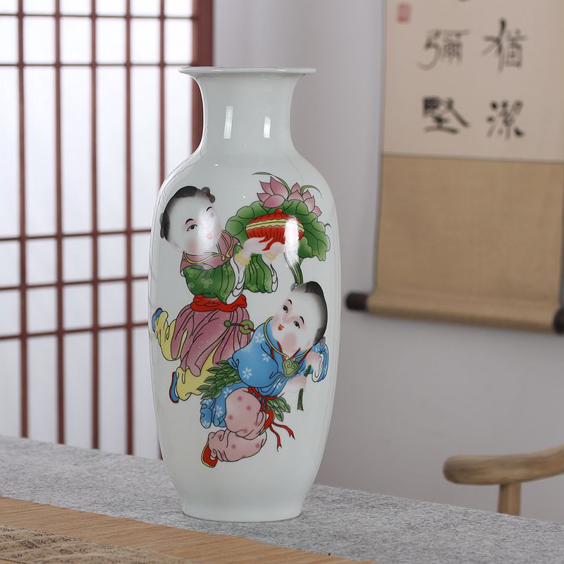 Jingdezhen ceramic crafts home decoration furnishing articles study of Chinese modern living room TV cabinet hydroponic vase