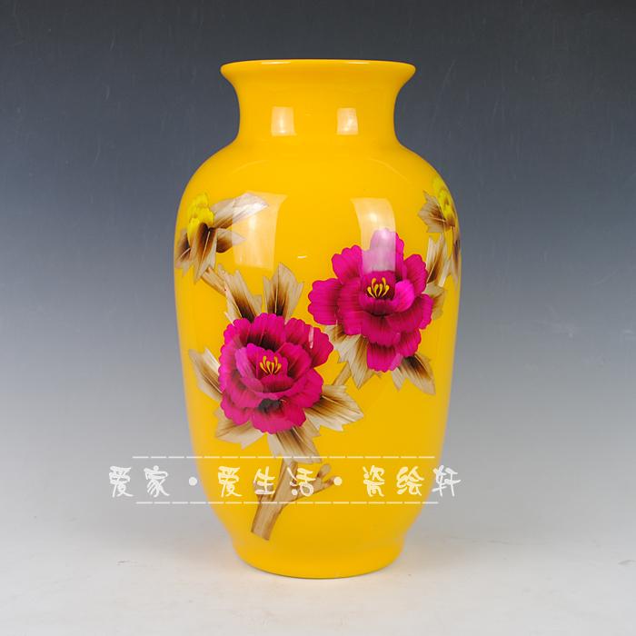Chinese red straw painting modern vases, ceramic bottle gourd vases, jingdezhen ceramics