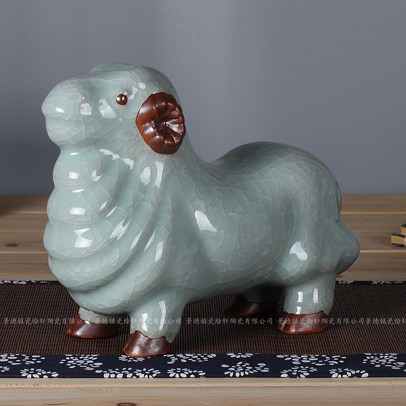 Jun porcelain ceramics slicing crack goat furnishing articles of modern ceramic decoration home decoration