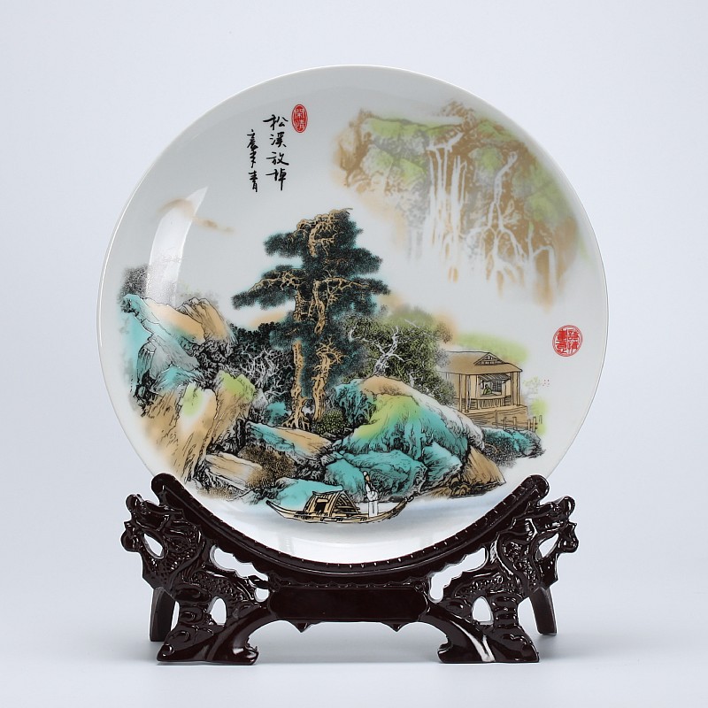 Jingdezhen porcelain home decoration plate of modern Chinese style adornment sits plate of TV ark, wine sitting room porch place
