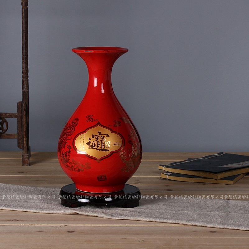 Wedding place jingdezhen ceramic Wedding festival Chinese red flower arranging floret bottle new household ornaments