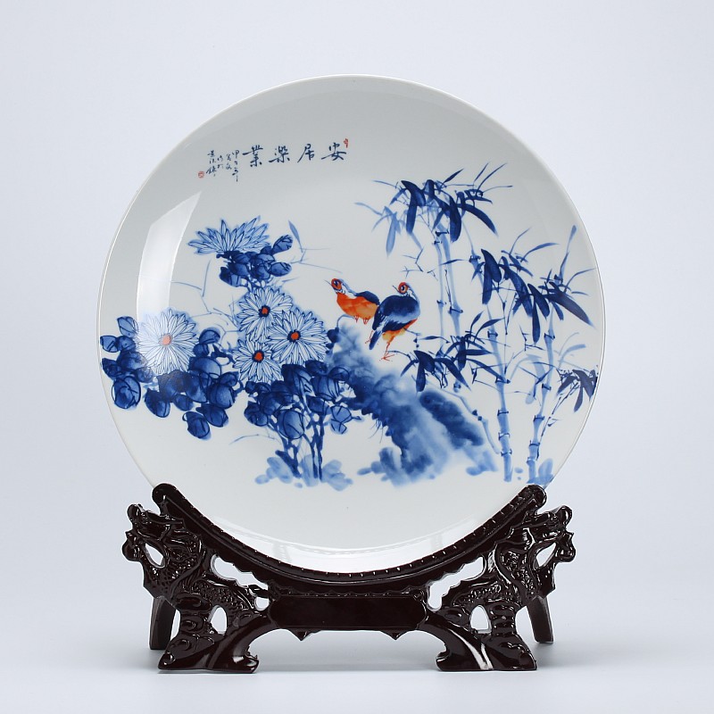 Jingdezhen porcelain home decoration plate of modern Chinese style adornment sits plate of TV ark, wine sitting room porch place