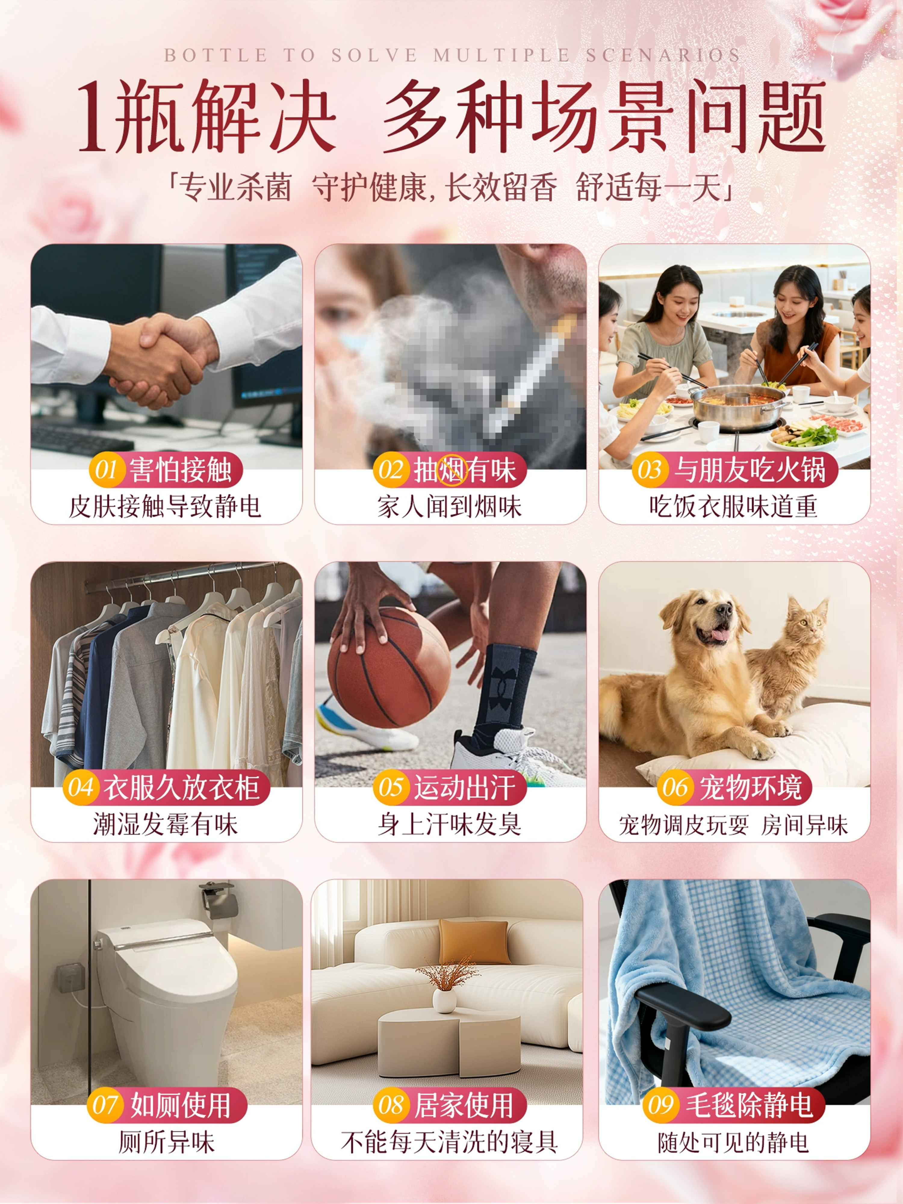 Anti-Static Spray for Clothes, Removes Static Electricity, Softens Clothes, Removes Wrinkles, Long-Lasting, Removes Mites, Fragrance, Deodorizes