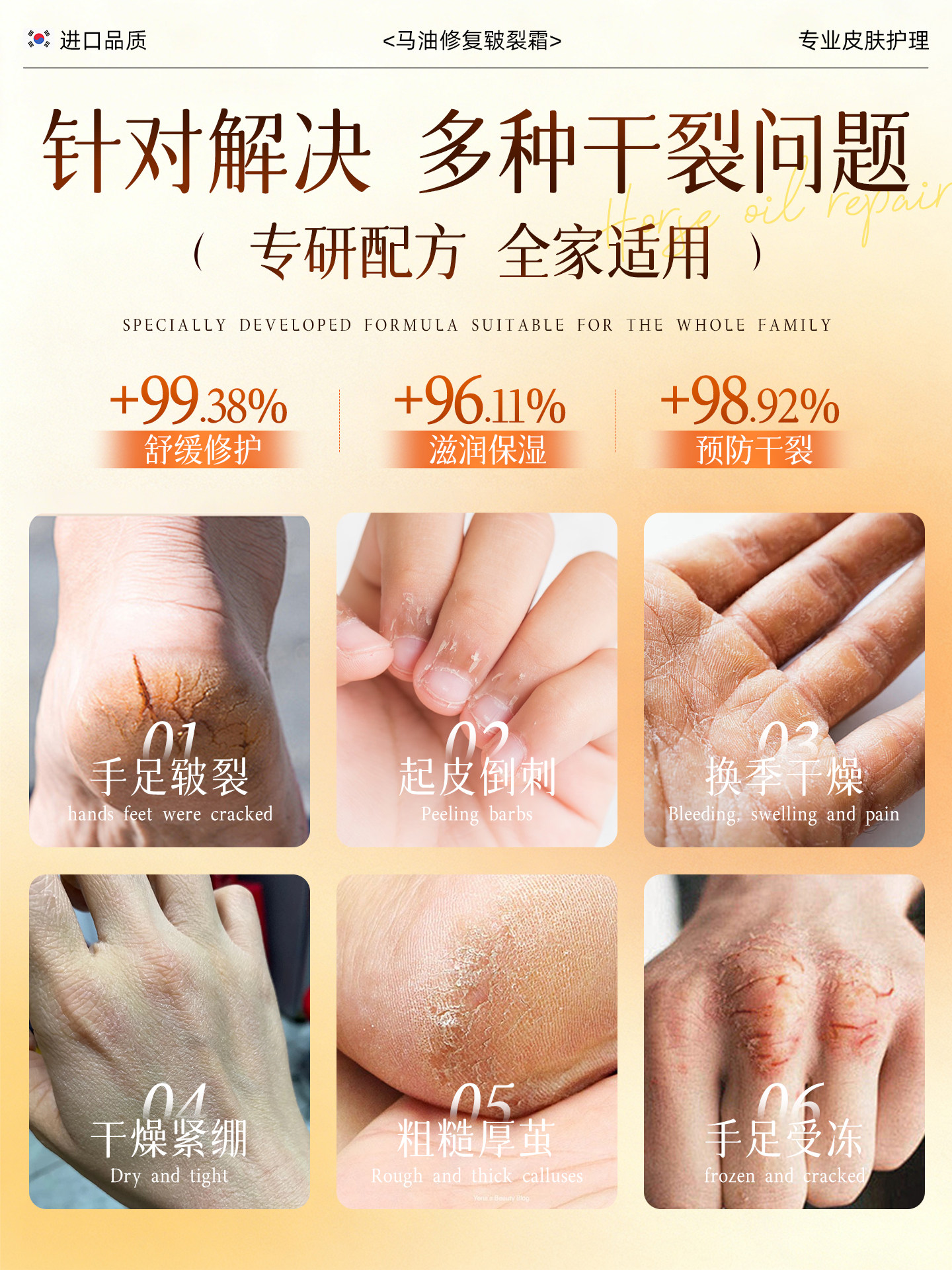 Horse Oil Ointment for Cracked Heels, Repair Cream for Hard Skin, Heel Crack Repair, Snake Oil Hand Cream, Foot Care, Moisturizing for Chapped Skin in Winter