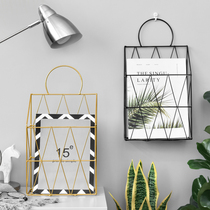 Nordic ins Golden iron hanging basket storage rack wall decoration home indoor hanging wall portable multifunctional storage basket