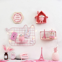 Wrought iron grid photo wall decoration clip hanging non-scarred nail shelf girl room layout creative photo wall