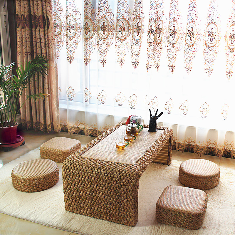 Rattan Tatami Tatami Tea Table Terrace Day Style Dwarf Table Balcony Floating Window Terrace Small Tea Table Zen leisure Creative Tea Road Table