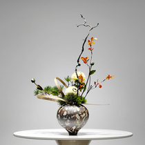 New Chinese-style simulated pine branch floral immortality dried flowers Japanese restaurant coffee table wabi-sabi style decorative flowers