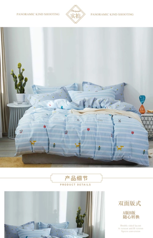 [Mới năm 2020] Tang Royal sợi cotton đơn giản Bộ bông bốn mảnh Bắc Âu - Bộ đồ giường bốn mảnh