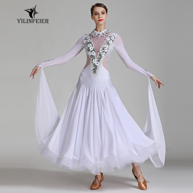 With Linen Flying Children White Water Drill High Set Series Morden Dance Dress Dress S7035 National Standard Dance Dress Competition Suit-Taobao