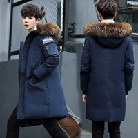 Chống mùa nam mùa đông áo khoác nam cotton coat phần dài slim cotton áo khoác thanh niên Hàn Quốc dày sinh viên xuống áo khoác áo khoác hoodie nam