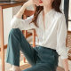 2022 spring new white shirt women's design sense niche high-end sense shirt satin drape professional top