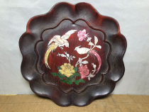 Rosewood inlaid shell plum blossom tea tray size 25 5×25 5×3cm