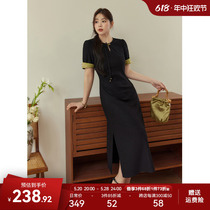 Lanyu plus size womens clothing for fat mm retro black national style improved cheongsam dress summer new slimming dress