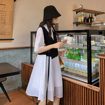 Blue Language Big Code Women Dress Fat Sister Mm Fashion Horse Chia Irregular Shirt Dress 2022 Summer New Dress Suit