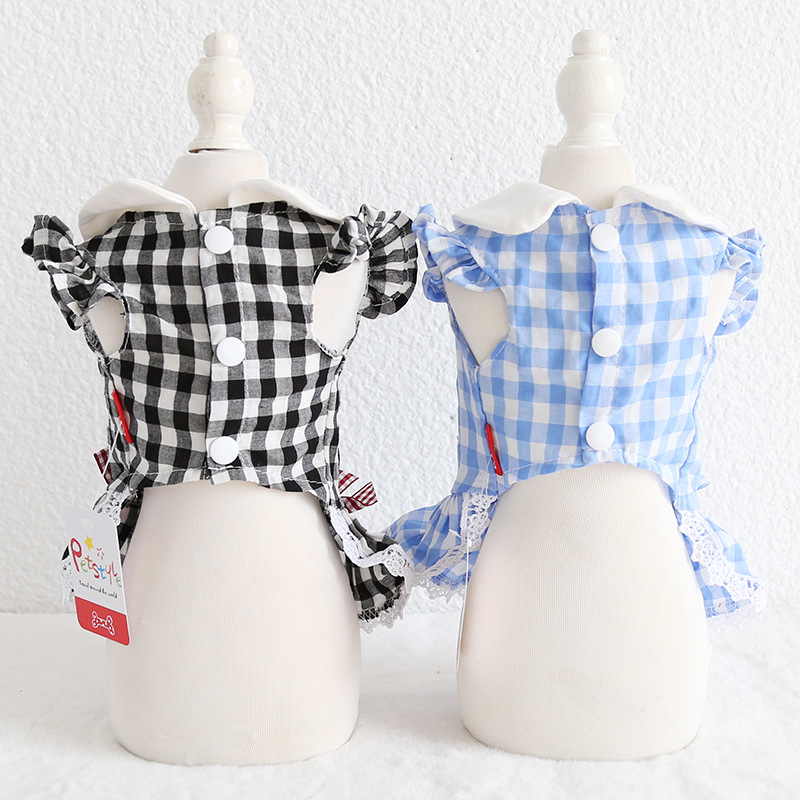 Petstyle 2019 xuân hè mới động vật búp bê cổ áo kẻ sọc dễ thương trang phục cún con - Quần áo & phụ kiện thú cưng mũ cho chó