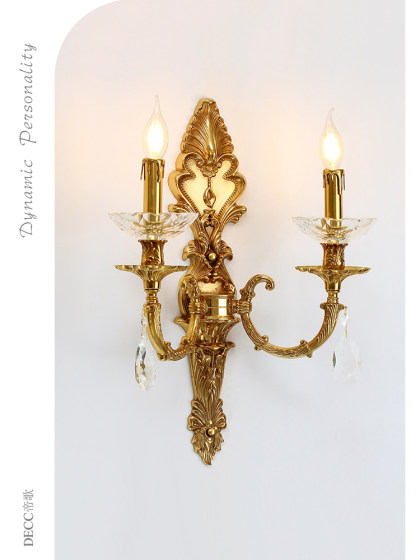 Creative All-Copper Carved Wall Lamp European-Style Living Room Study Bedroom Corridor French Retro Villa Luxurious and Elegant Lighting Fixtures