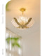 French-Style Vintage All-Copper Shell Glass Chandelier, American Retro Light Luxury Lighting for Bedroom, Walk-In Closet, Dining Room, and Entryway