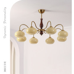 Vintage Living Room Chandelier, American Retro French Wabi-Sabi Style, New White Ash Wood Persimmon Chandelier for Bedroom, Study, and Dining Room