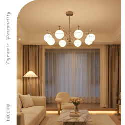 Ring Star Bauhaus Glass Living Room Chandelier Minimalist Light Luxury Glass Ball High-End Living Room Chandelier Eye-Protection Main Light Fixture