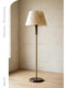 French Retro Shell Floor Lamp with a High-End Feel, American Mid-Century Style Rubber Wood Floor Lamp for Bedroom and Living Room Lighting