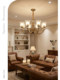 American-Style All-Copper Glass Chandelier for Living Room and Bedroom, French Retro High-End Elegant Main Light for Living Room