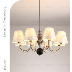 French-Style Vintage Creative Shell Chandelier in High-End Sand Nickel Color for Living Room, Bedroom, and Dining Room, Light Luxury American Cream Style