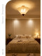 French-Style Creative Shell Ceiling Light for Bedroom and Dining Room, Mid-Century Style Solid Wood Ceiling Light, American Retro Minimalist Lighting