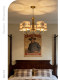 American-Style Retro Iron Art Chandelier with Creative Floral Patterns and Tassel Fabric Shade, Suitable for Bedroom, Living Room, and Dining Room Decoration