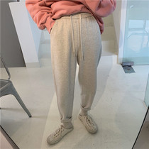 Zhou Wood apit wool tweed delicate soft ju comfortable B into 4 color elastic waist Harlan casual pants winter