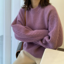 Zhoumu Wood full wool knitted sweater women winter twist long sleeve pullover round neck sweater loose Korean top