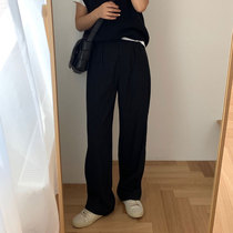 Zhou Mu Wood black suit pants women 2020 Summer Korean version of high waist loose thin versatile black mop wide leg pants