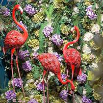 Wedding wrought iron red flamingo three-piece photography props wedding stage stage welcome area window decoration