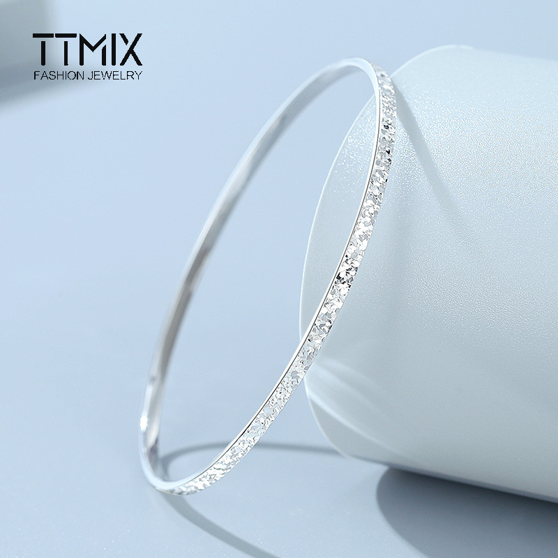 Ttmix Pt950 Platinum Bracelet for Women, New Style with Crushed Ice Design, Round and Shiny Platinum Bracelet, Plain Band Gift Ttmix Pt950 Platinum Bracelet for Women, New Style with Crushed Ice Design, Round and Shiny Platinum Bracelet, Plain Band Gift