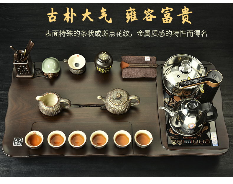 The beginning day, solid wood tea tray was Taiwan tea saucer purple purple sand tea set of a complete set of four unity furnace kung fu home
