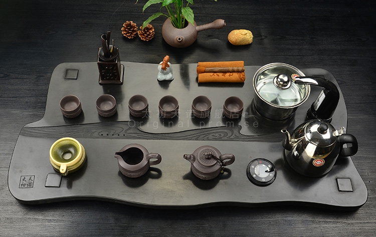 Purple sand tea set the beginning day, kung fu suit the joining together of four automatic intelligent stone tea tray annatto tea pot of tea