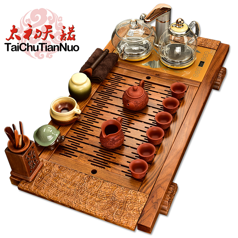 The beginning day, fully automatic four purple sand tea set and kung fu suit annatto cloudworld hua limu tea tea tray