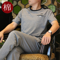 Mens sportswear suit summer short sleeve shorts T-shirt middle-aged sportswear suit mens father summer suit