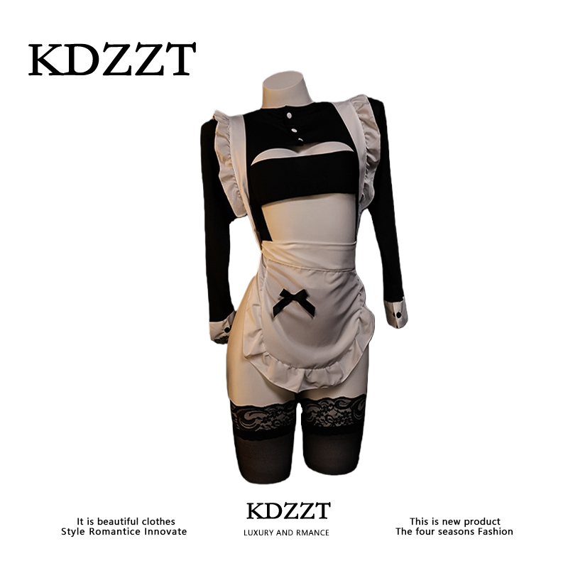 Kdzzt French Design Sexy Maid Cosplay Uniform Set Pajamas Dress Cute Lingerie Pure Desire Style Qqny Women